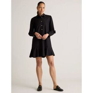 Quince Women's 100% Organic Cotton Drop Waist Shirt Dress Black M